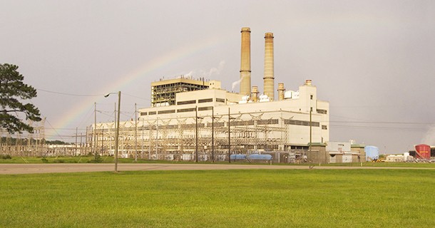 Rainbow over a power plant 
